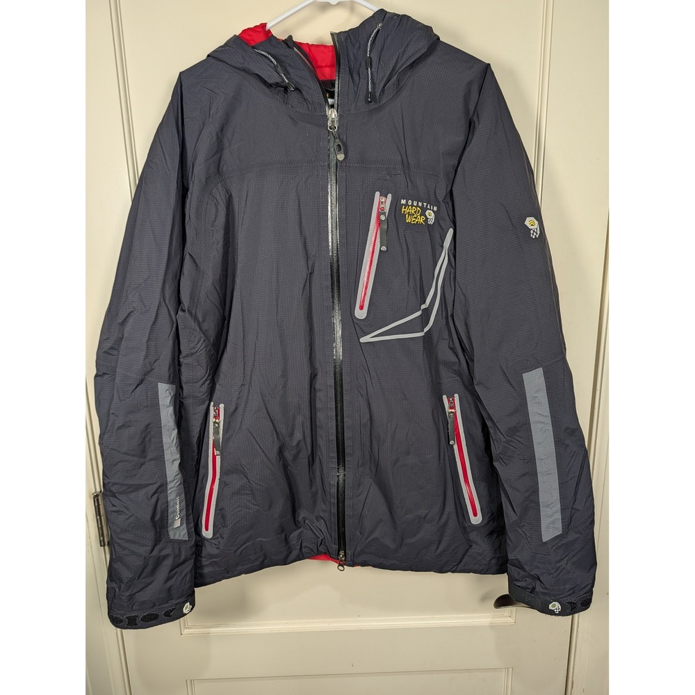 Mountain Hardwear Conduit Rain Jacket Mens XL Gray Ripstop Hooded Shell Coat